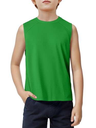 Haloumoning Boys Tank Tops Athletic Sleeveless Crewneck T-Shirts Kids Undershirts 5-14 Years