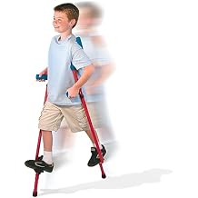 Geospace Adjustable Walkaroo Steel Stilts for Kids - Indoor/Outdoor Play, Exercise, Steel Stilts for Adults- Up to 220 lbs, Height Adjustable Walking Stilts, Kids Stilts -Red