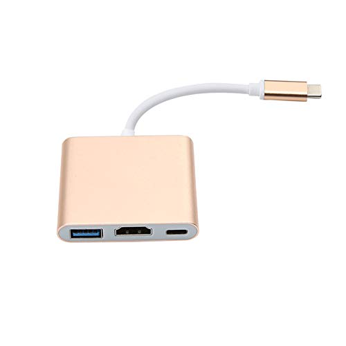 USB Typ C-Hub, 3-in-1-Hub-Adapter Typ C auf HDMI USB3.0 PD Schnellladung Geeignet für Computerzubehör mit Typ C-Schnittstelle,Gold