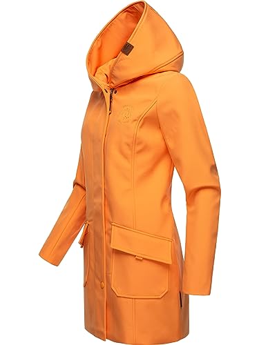 MARIKOO Damen Übergangsjacke Softshellmantel atmungsaktiv mit Kapuze Mayleen Apricot Sorbet Gr. M