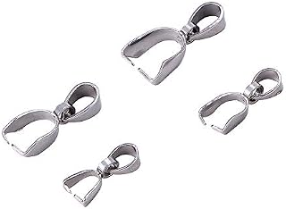 PandaHall Elite 40 pcs 4 Sizes 304 Stainless Steel Pinch Bails Pinch Clip Bail Clasp Dangle Charm Bead Pendant Connector Findings for Pendants Necklace Jewellery DIY Craft Making