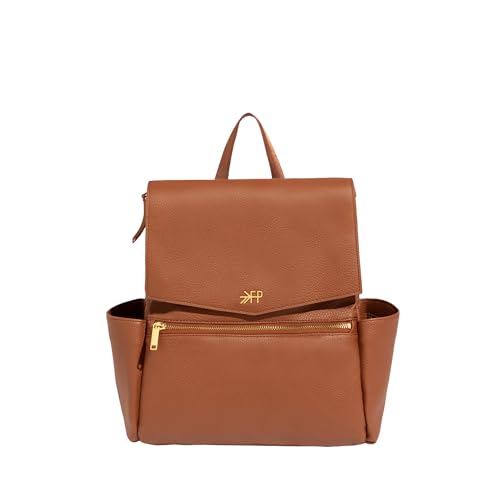Freshly Picked Mini Diaper Bag II Backpack Premium Vegan Leather Small Baby Bag with Changing Pad Compact Lightweight & Stylish for Moms On-the-Go Cognac