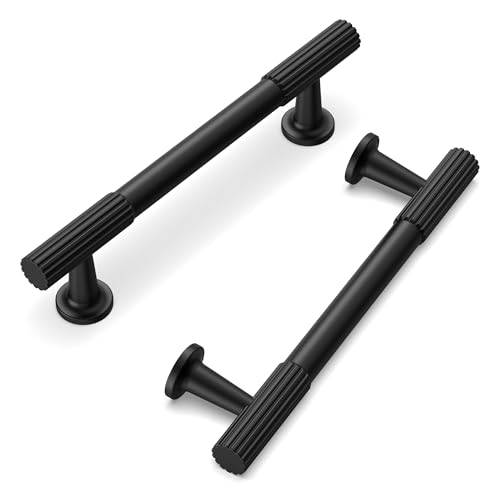 FILTA 10 Pack Matte Black Cabinet Handles 3.75 Inch(96mm) Stylish Kitchen Cabinet Handles Zinc Alloy Modern Cabinet Hardware Pulls for Drawer Dresser