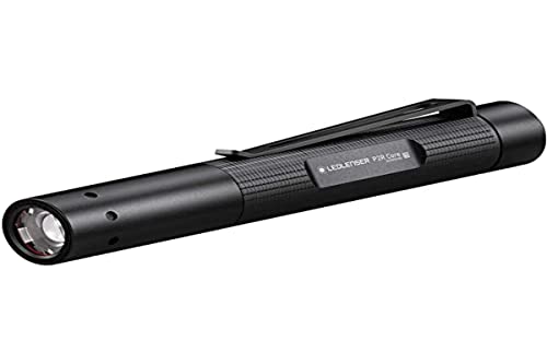 Ledlenser Linterna tipo bolígrafo LED P2R Core Mini, 120 lúmenes, recargable con batería de litio, enfocable, tres niveles de luminosidad, haz de luz de 65m, cable de carga magnético USB y clip Cover