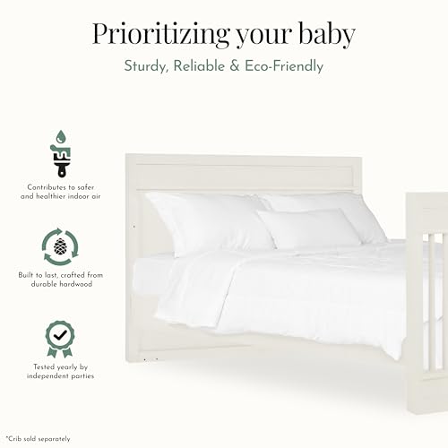 Image of evolur Full-Size Bed Conversion Rails, Designed & Tested for evolur Cribs, Durable Hardwood Build with Secure Mattress Slats, Easy Assembly - Vanilla Bean