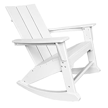 Alternative view of RESINTEAK Modern Adirondack Rocking Chair, All Weather Resistant, Ergonomic Design and Comfort, 20 Inch Wide Seat, up to 350 lb Big and Tall Porch Rockers for Backyards, Firepit, Deck (White)