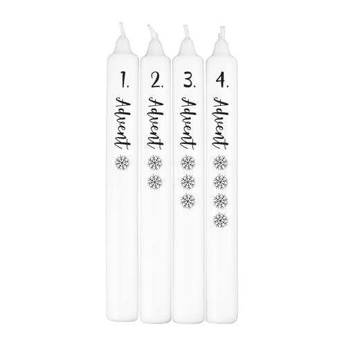 Herz & Heim® Adventskerzen im 4er Set – Stabkerzen mit Aufdruck zum...