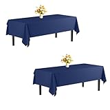 Mantel Antimanchas para Mesa Rectangular 210 x 340 cm Mantel de Lino, Impermeable, Antimanchas de Poliéster para Casa Comedor Cocina, Azul