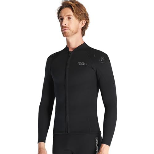 Neoprenanzug Jacke für Herren 1.5mm Neoprenanzug Oberteile Warmhalten Langarm Frontreißverschluss Neoprenoberteil für Tauchen Surfen Schnorcheln Schwimmen Wassersport L Größe