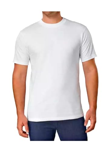 Kirkland Signature Men's Crew Neck Tee 100% Combed Heavyweight Cotton T-Shirts (Pack of 6), White, Large