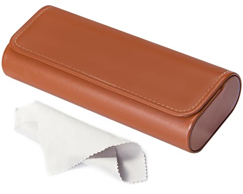 Image of RayLove Hard Shell Glasses Case, Lightweight Leather Eyeglass Case, Travel-Friendly Sunglasses Protector for Men & Women