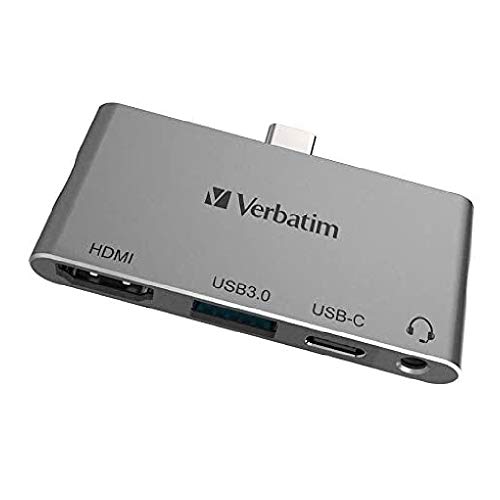 Image of Verbatim 4in1 Type C Hub /Dock Station Adapter (USB 3.0) with HDMI, USB 3.0 Port, Type-C PD Port and 3.5mm Audio Port (Multiport Type C Hub)