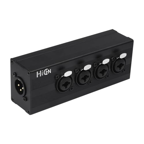 HiCHN 3Pin XLR 1 Male to 4 XLR & 6.35mm Combo Female Splitter Converter, 4Way Single Input to Four...