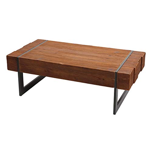 Mendler Couchtisch HWC-A15a, Tanne Holz massiv 40x120x60cm - braun