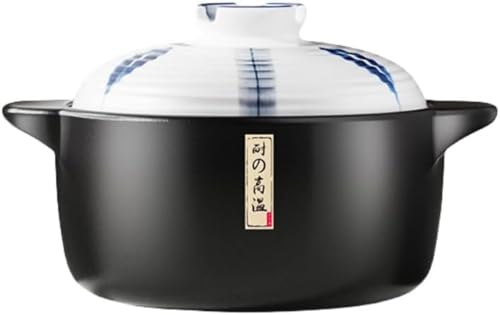 Juxkov 陶器製耐熱土鍋 蓋付き 直火・ガスコンロ対応 高温低温両耐性 キャセロール・ヘルシー調理適用 両手鍋設計 小瓦鍋タイプ