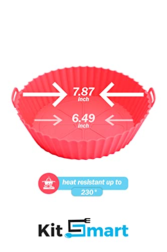3 Liners Pack - Kitsmart 8Inch Air Fryer Silicone Pot Liner Pan Silicone Mold, Fireproof Liners, No More Inflammable Parchment Paper. Easy Clean Food Safe #TOP2