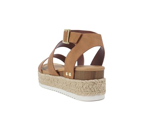 Image of Soda Bryce Espadrille Wedge Sandal with Open Toe Buckle and Ankle Strap