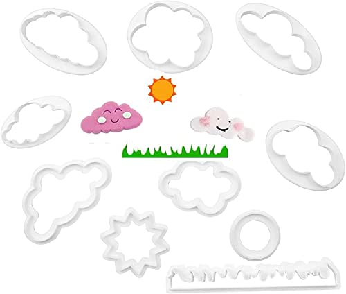 Lot de 10 emporte-pièces en forme de nuage en plastique pour décoration de gâteaux pour salle de pâtisserie, café, gâteaux, loisirs créatifs, pâte à...
