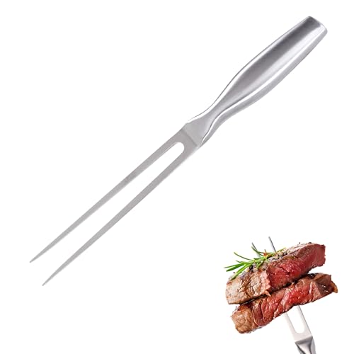WUISOLQP Fleischgabel Edelstahl, 27CM Tranchiergabel Gerade Fleischgabel mit Griff lingenlänge Grillgabeln Bratengabel Grillgabel Edelstahl...