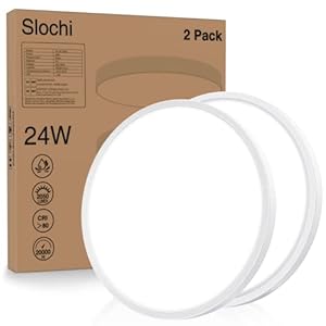 [Lot de 2]Plafonnier LED,24W 2025LM Luminaire Plafonnier Salle de Bain 6500K Blanc Froid Mince Lampe Plafond Moderne Rond Pour Cuisine,Salon,Chambre,Couloir,Bureau Exterieur Ø23CM