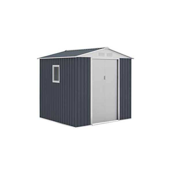 GARDIUN KIS12132 - Metallhaus, Darlington, 4,07 m², außen, 191 x 213 x 205 cm, verzinkter Stahl, Anthrazitgrau