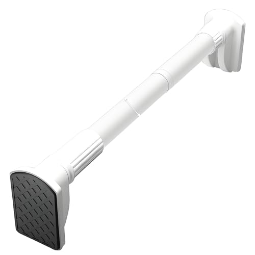 Barra de tensión extensible resistente de 32 mm, 80410 cm, instalación sin taladro, capacidad de 50 kg, multiusos, para baño, cocina, ventana, armario, color negro y blanco (3,8 m)