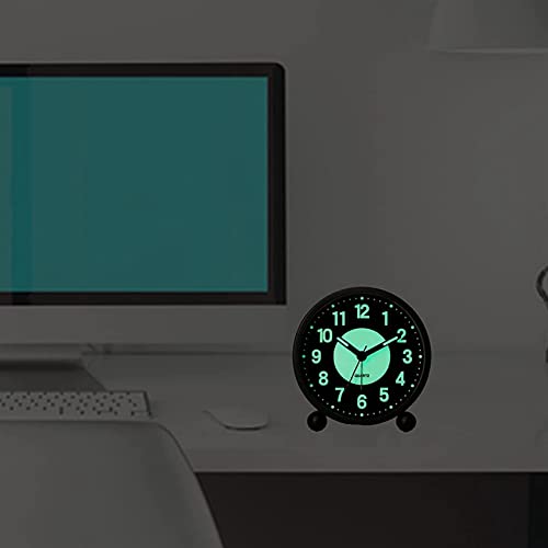 4 Round Quiet Analogue Table Clock Tictac Works Batteries Loud Alarm for Bedroom