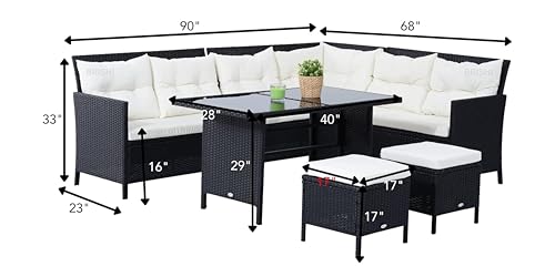Image of Amazon Brand - Solimo Solara Outdoor 8 Seater Sofa Set | Balcony Sofa | Patio Furniture Sets | Conversation Sets | Wicker | Garden | Balcony | (Black-White.)