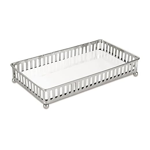 Bandeja Prata em Metal com Espelho