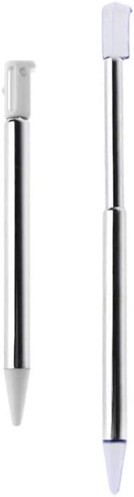 2x White Metal Retractable Extendable Stylus Pens, Compatible with Nintendo 3DS
