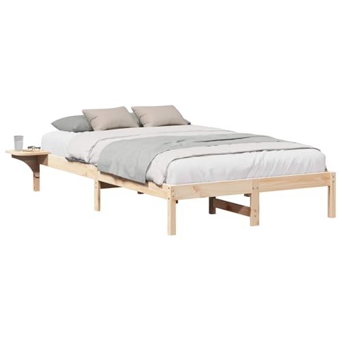 Genérico Estructura de Cama Natural 120 x 190 cm Madera de Pino Macizo,Camas y Accesorios,Camas y somieres-873199
