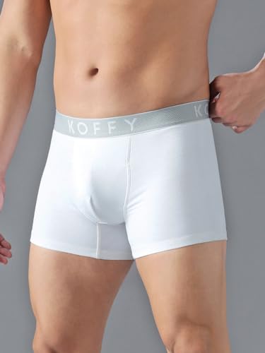 Image of KOFFY Men's Stretchable Cotton Lycra Long Trunk with C-Type Front Open | Wrinkle-Free | Ultra-Soft Elastic