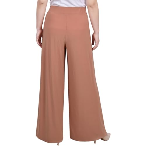 Womens Petites High Rise Wide Leg Palazzo Pants Tan PL, Camel2