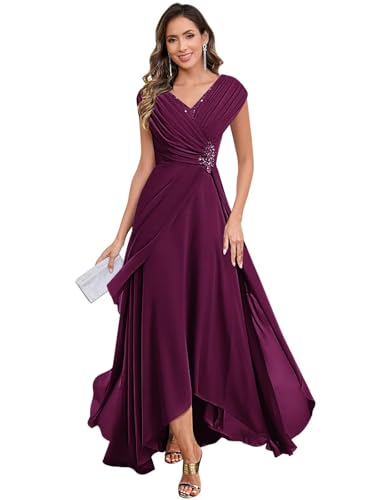 Lace Applique Mother of The Bride Dresses for Wedding Cap Sleeve Formal Dress Ruched Chiffon Evening Gown