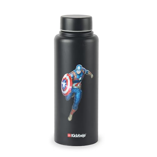Image of CELLO Kidzbee Vortex Single Wall Steel Water Bottle For Kids 700 ml | 3D Touch & Feel Captain America Design Fridge Safe Spill Proof & Leak Proof Stainless Steel Water Bottle For School Kids & Travel
