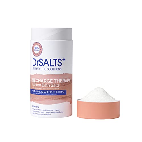 DrSALTS+ Recharge Therapy Epsom Salts, Invigorating Epsom Bath Salts to Rejuvenate Body and Mind with Pink Grapefruit Extract, 750 g Cover