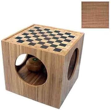 2-in-1 Wooden Chess & Go Board, Family Game Table, Reversible Coffee Table for Living Room, Man Cave Furniture with Storage, 43x43x41cm