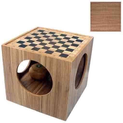 LMYYDES Tablero de ajedrez y Go de Madera 2 en 1, Mesa de Juego Familiar, Mesa de Centro Reversible para Sala de Estar, Mueble de Estudio con Almacenamiento, 43 x 43 x 41 cm