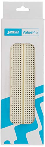 Jameco Valuepro 830-Point Solderless Breadboard, 6.5\" x 2.125\", 0.1\" spread, Ideal for Prototyping and Classroom Projects - WBU-202-R
