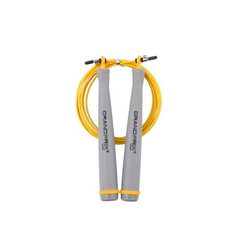 KSY Grand Prix Ultra Speed Pro Wire Jump Rope for Professionals(S-808, Yellow) – Professional Speed Jump Rope for CrossFit, Boxing & Fitness Training – Adjustable Steel Cable with Smooth Bearings – Made in Korea