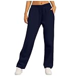 Women's Fleece Lined Sweatpants Winter Straight-Leg Womens Joggers Thermal Warm Tracksuit Bottom Baggy Athletic Jogger Fleece Pants Plain Sports Trousers Jogging Trousers for Ladies (Dark Blue, M)