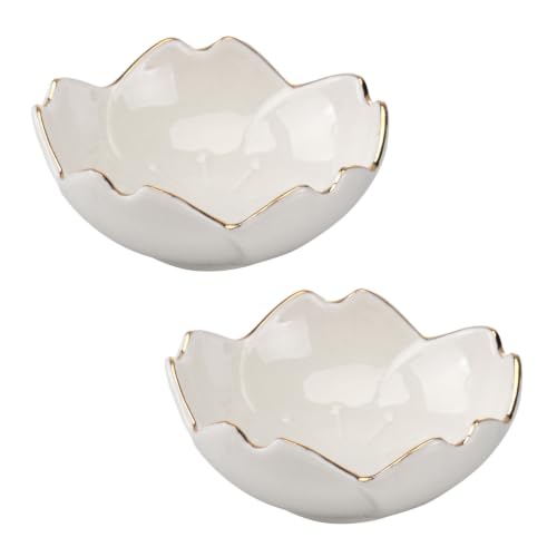 Housoutil Porcelain Dipping Bowl Set 2 pcs Dishes for Soy Sauce Condiment Vinegar Sugar Snacks Appetizers Sushi Bbq Kitchen Serving 2.75 in White