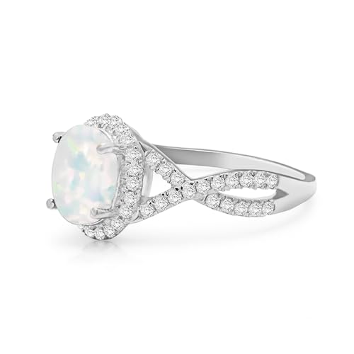 10K 14K 18K Gold Opal Infinity Engagement Ring for Her Women, 1 Carat Center Oval-cut White Opal Ring Jewelry Gift for Anniversary Wedding2