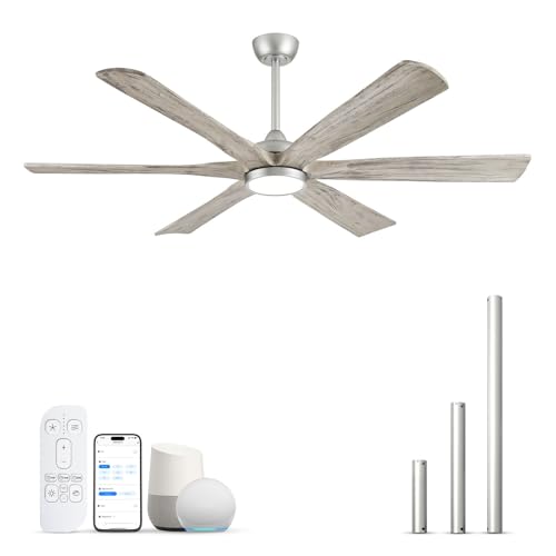 72 Inch Smart Ceiling Fan with Light,6 Barn Solid Wood Blades,Large Airflow - image 1