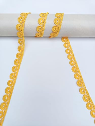 Image of Swag Polyester Lace, Border Lace, Cotton Lace, Gota Patti Lace (9 Meter, Yellow)