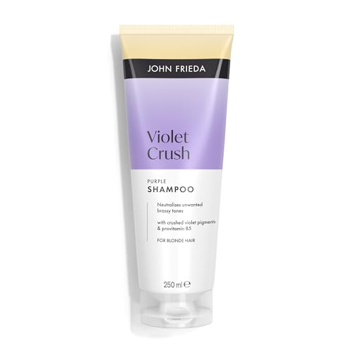 John Frieda Violet Crush Champú Neutralizador | Elimina Tonos Amarillos y Cobrizos | Rubio Más Frío y Luminoso | Con Pigmentos Violetas y Provitamina B5 | Cabello Rubio y Platino | 250 ml