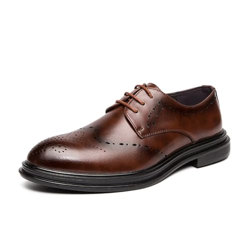 Formal Shoes Dress Oxford for Men Lace Up PU Leather Shoes Round Toe Slip Low Top Lug Sole Dress Shoes for Dating Prom Business Work