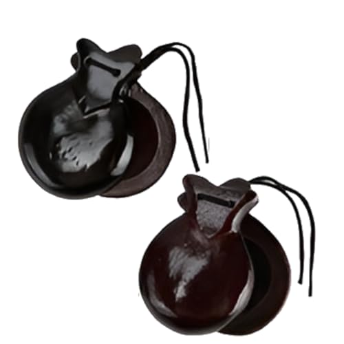 Home Universal® Castañuelas Flamencas Rojas con Lunares, Castañuelas Españolas para Baile de Flamenco,Sonido Tradicional, Fiestas de Sevilla (Color Liso · Marrón, 8.5X6.5CM)