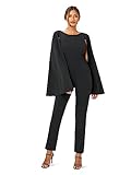 Adrianna Papell Women's Knit Crepe Cape Jumpsuit, Black, 10