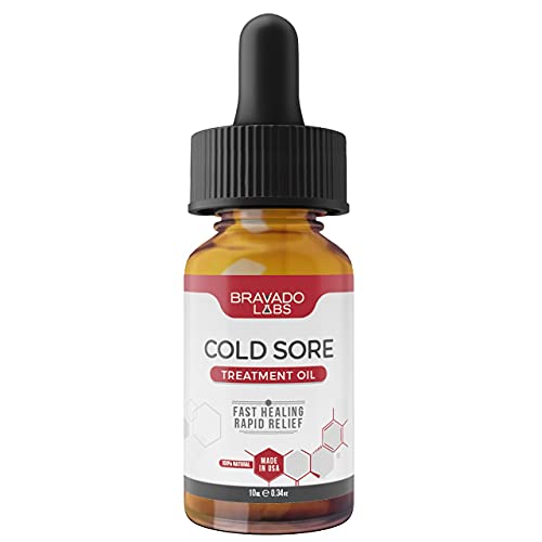 Bravado Labs Cold Sore Treatment - Medication for Fever Blisters. Treatment for Lips, Mouth and Canker Sores with Lysine. Best Lip Balm Cold Sore Medicine Treatment (10mL)